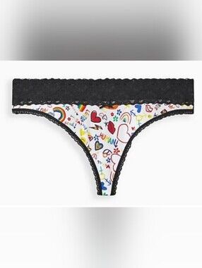 TORRID Pride Cotton MidRise Thong with Lace Trim 4x/26 NEW